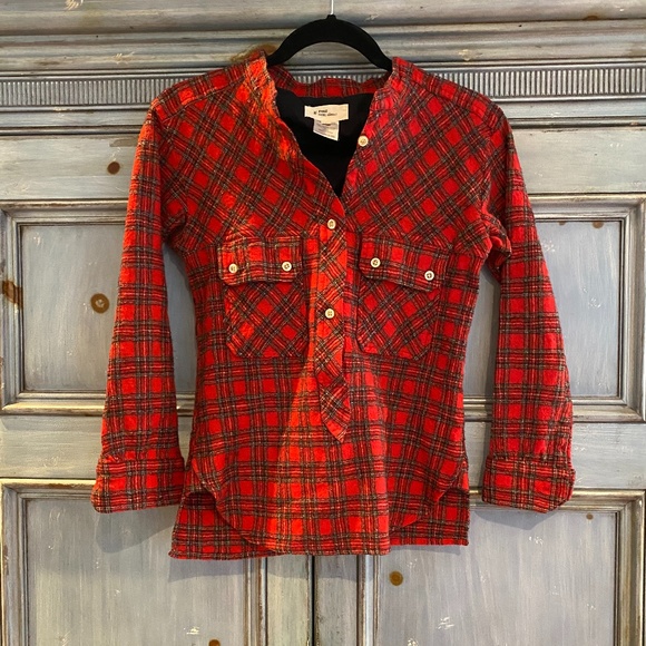 Isabel Morant Etoile red wool blend plaid shirt size 0 - Picture 1 of 6